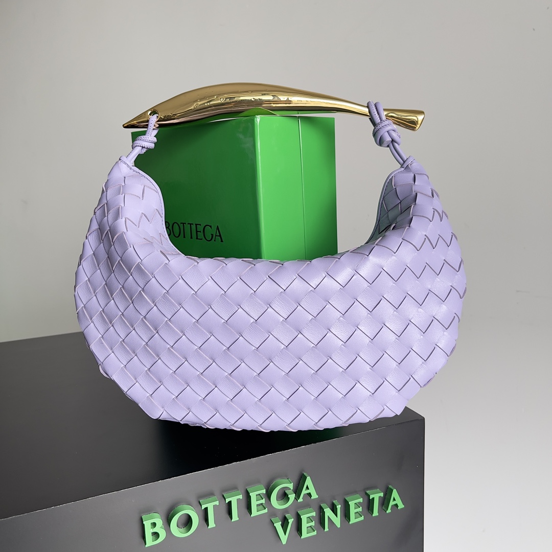 TOP Bottega Veneta BV Sardine Bag 36x3x24cm with Muse Brass Handle - Purple