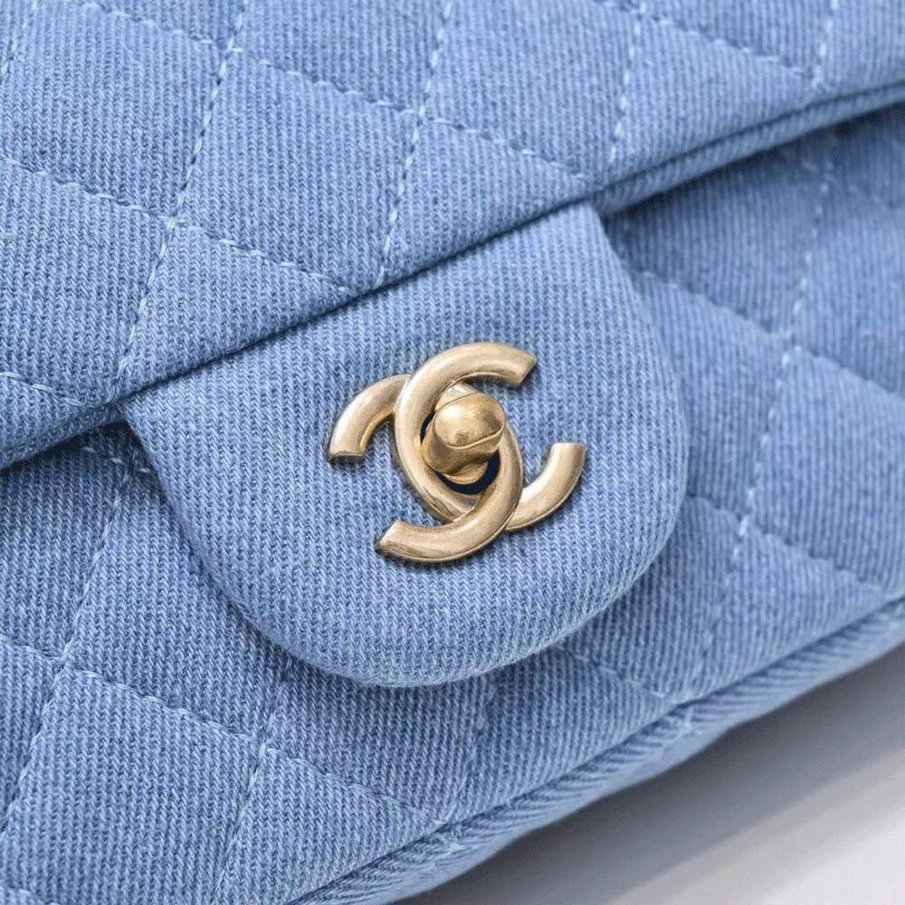 Chanel Classic Flag Bag Quilted Denim 20CM(Replica)