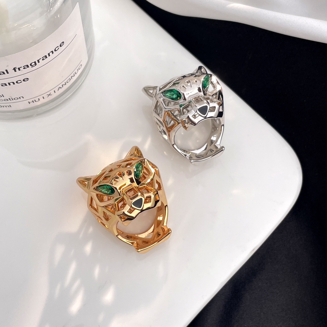 TOP Cartier Hollow leopard head Ring - 2 Colors