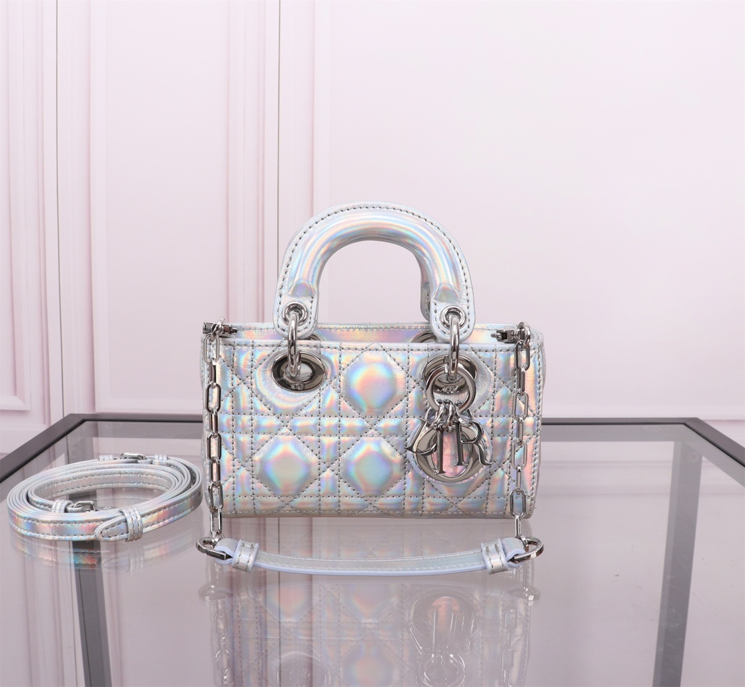 TOP Christian Dior Lady D-Joy Bag Sheepskin 16cm/22.5cm/26cm - Laser silver