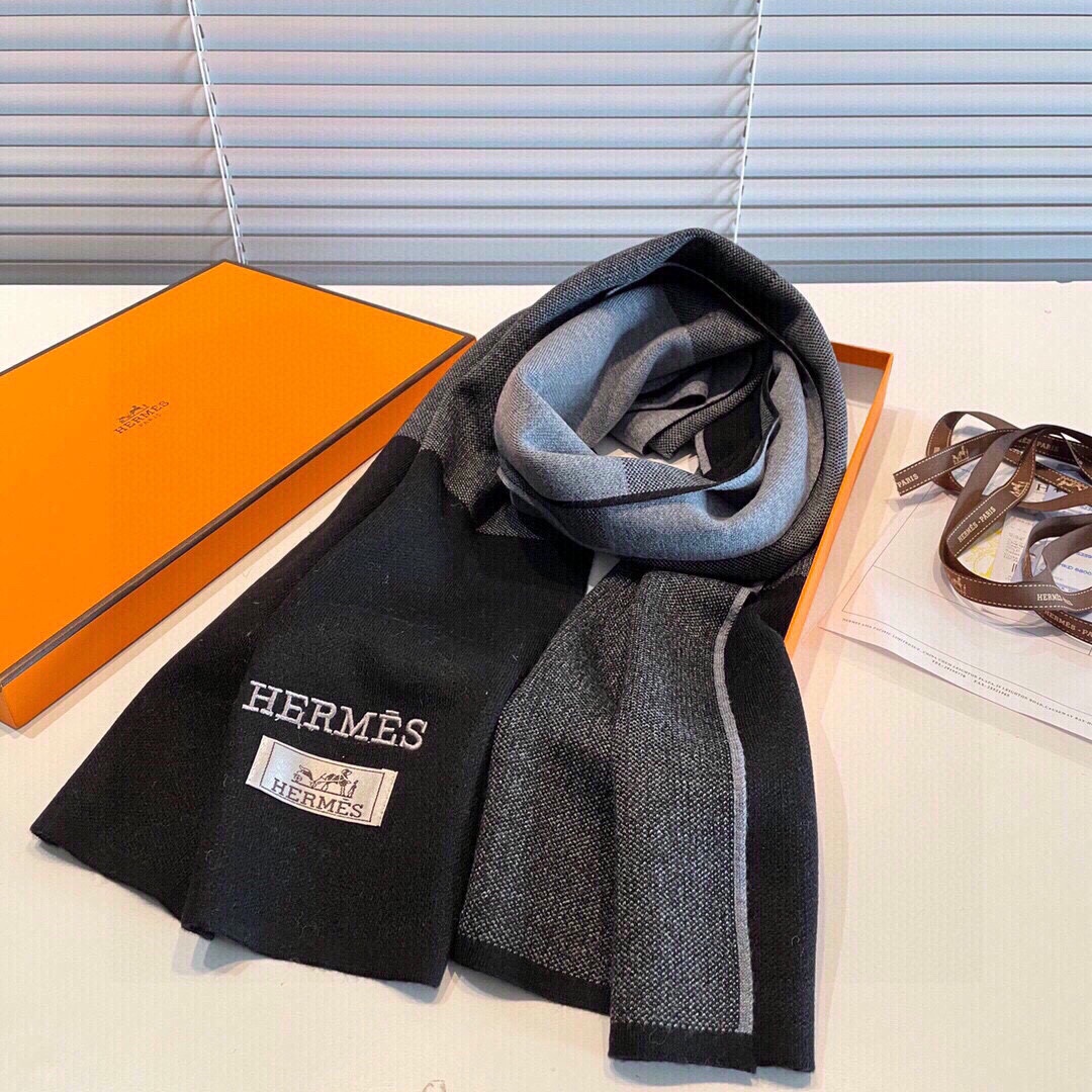 TOP HERMES Cashmere Scarf 35 x 190 cm - 2 Colors