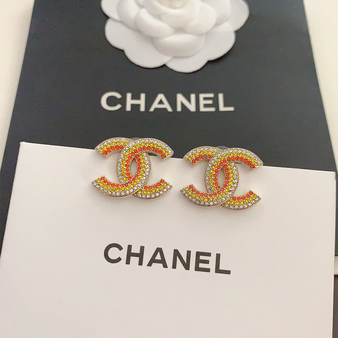 Chanel 3-color cc earrings