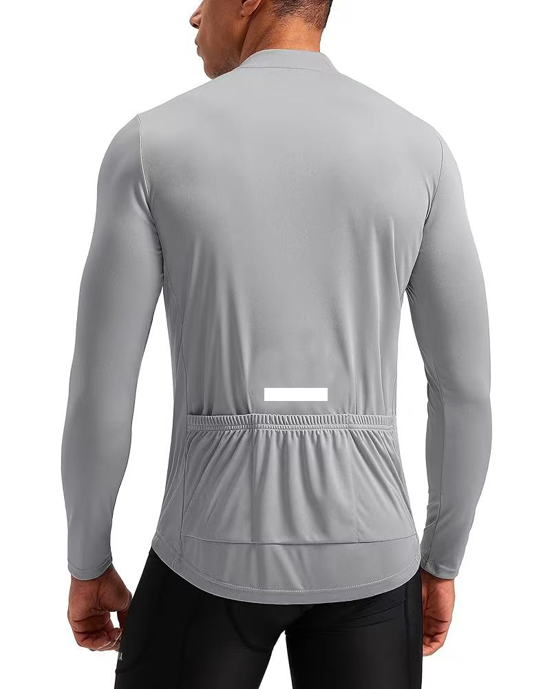 Mens Cycling Jersey with Back Pockets Long Sleeve UPF 50+ Half Zip