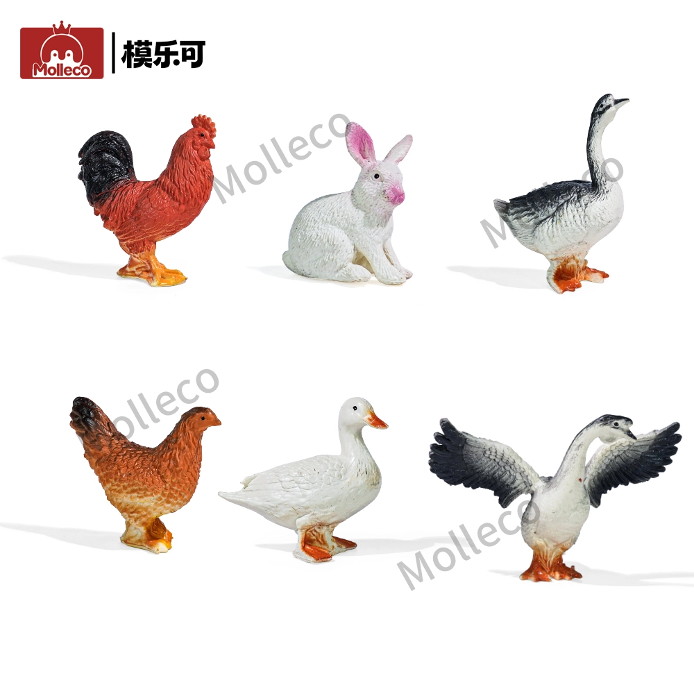 Molleco Animal Figure Toys for Kids and Children Rooster+Hen+Gander+Goose+Rabbit+Duck CP051-1-6
