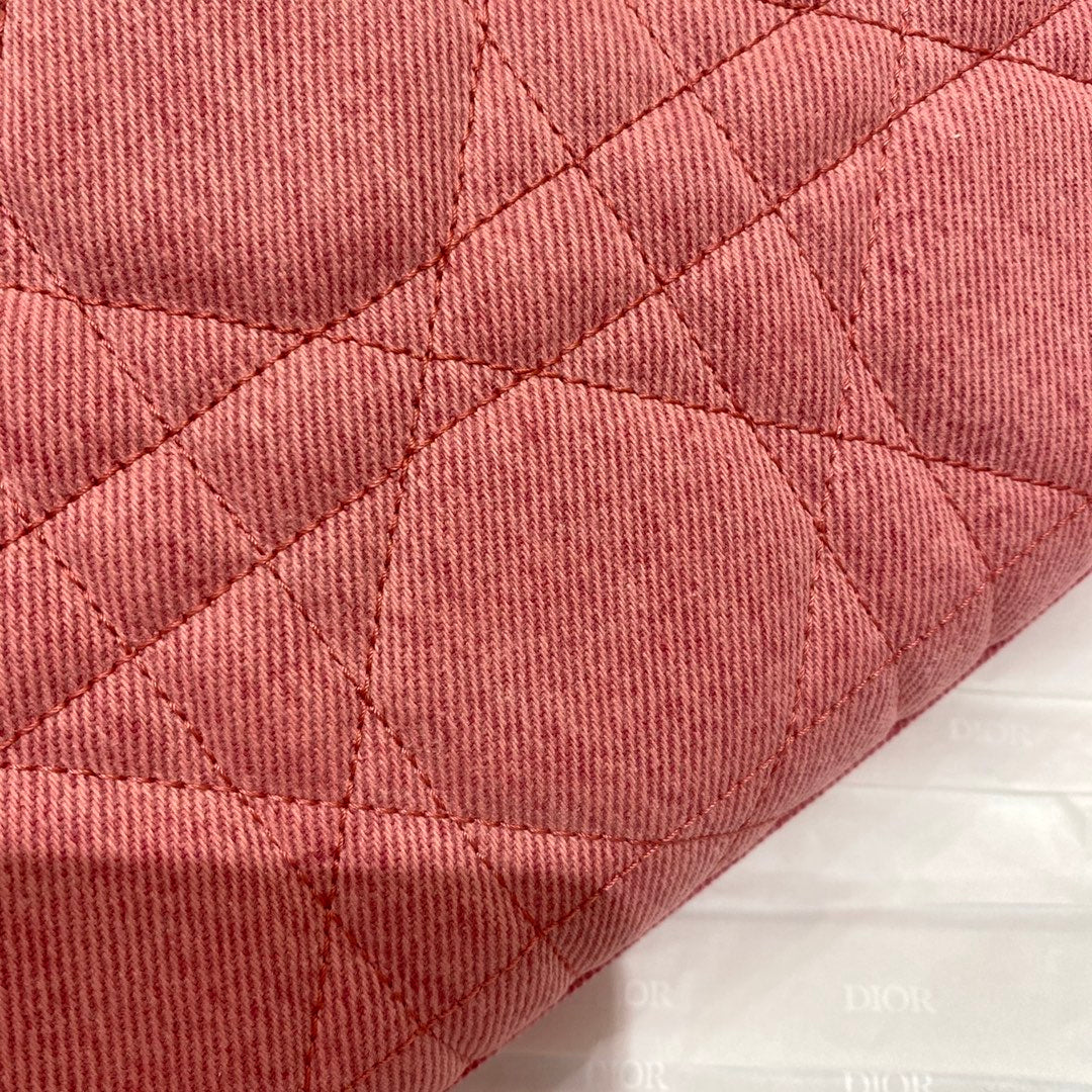TOP Christian Dior Lady D-Joy Bag Cannage Denim - Pink