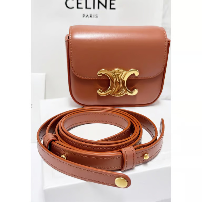CELINE MINI TRIOMPHE IN SHINY CALFSKIN LYCHEE