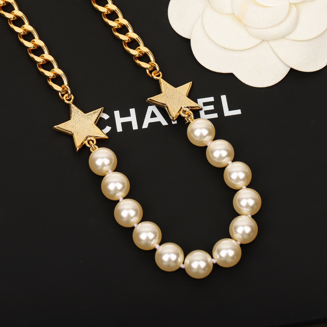 TOP CHANEL Pearl Starry Sky Five-pointed Star Choker