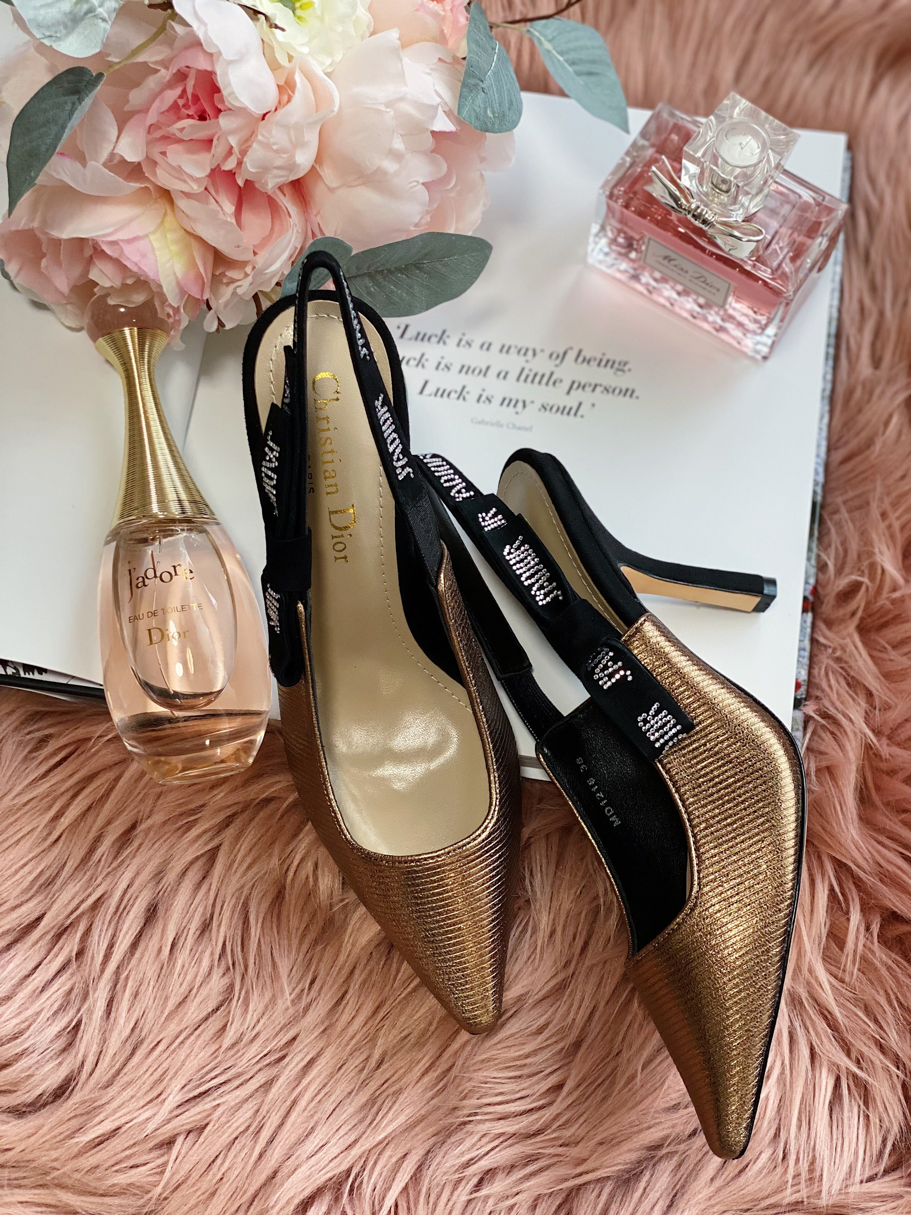 TOP Christian Dior Slingback High Heels - Gold