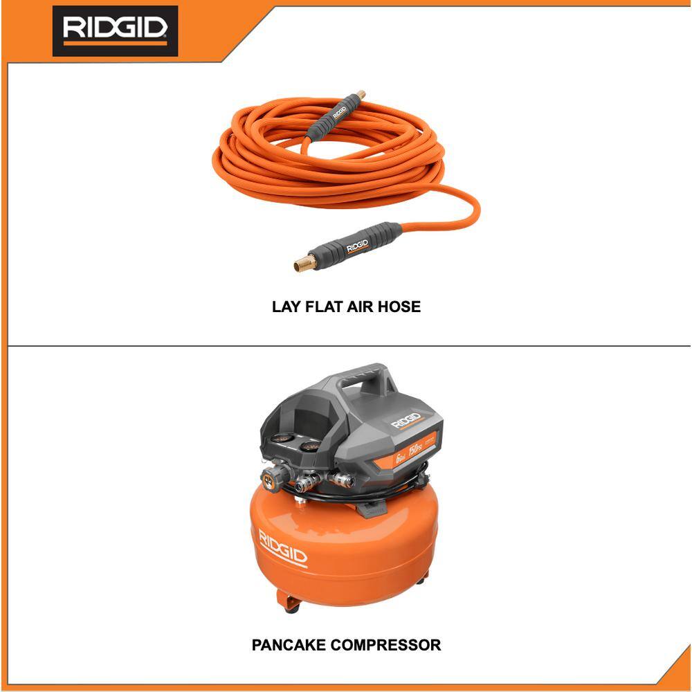 6 Gal. Portable Electric Pancake Air Compressor with 1/4 in. 50 ft. Lay Flat Air Hose