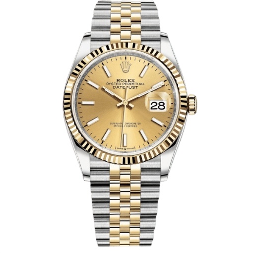 AAAWatch Rolex Datejust Men Automatic Watch, Two‑Tone Gold Steel Jubilee Bracelet Fluted Bezel Champagne Dial Date Display Wrist Watch