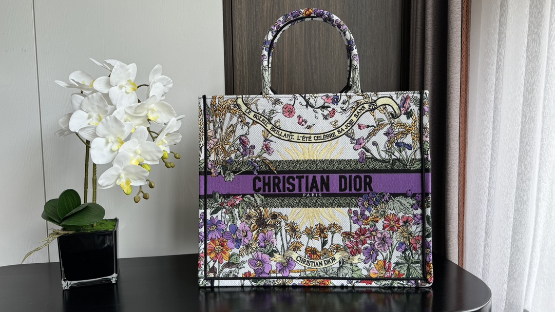 TOP Christian Dior Purple Sun Book Tote Bags 2 Sizes