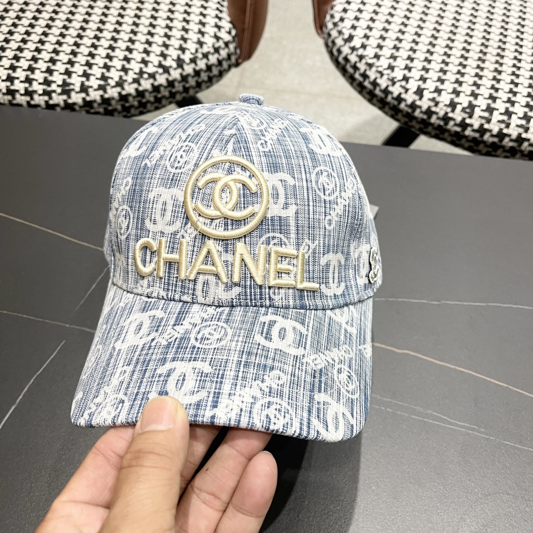 TOP CHANEL Cowboy Vintage Baseball Cap - Blue