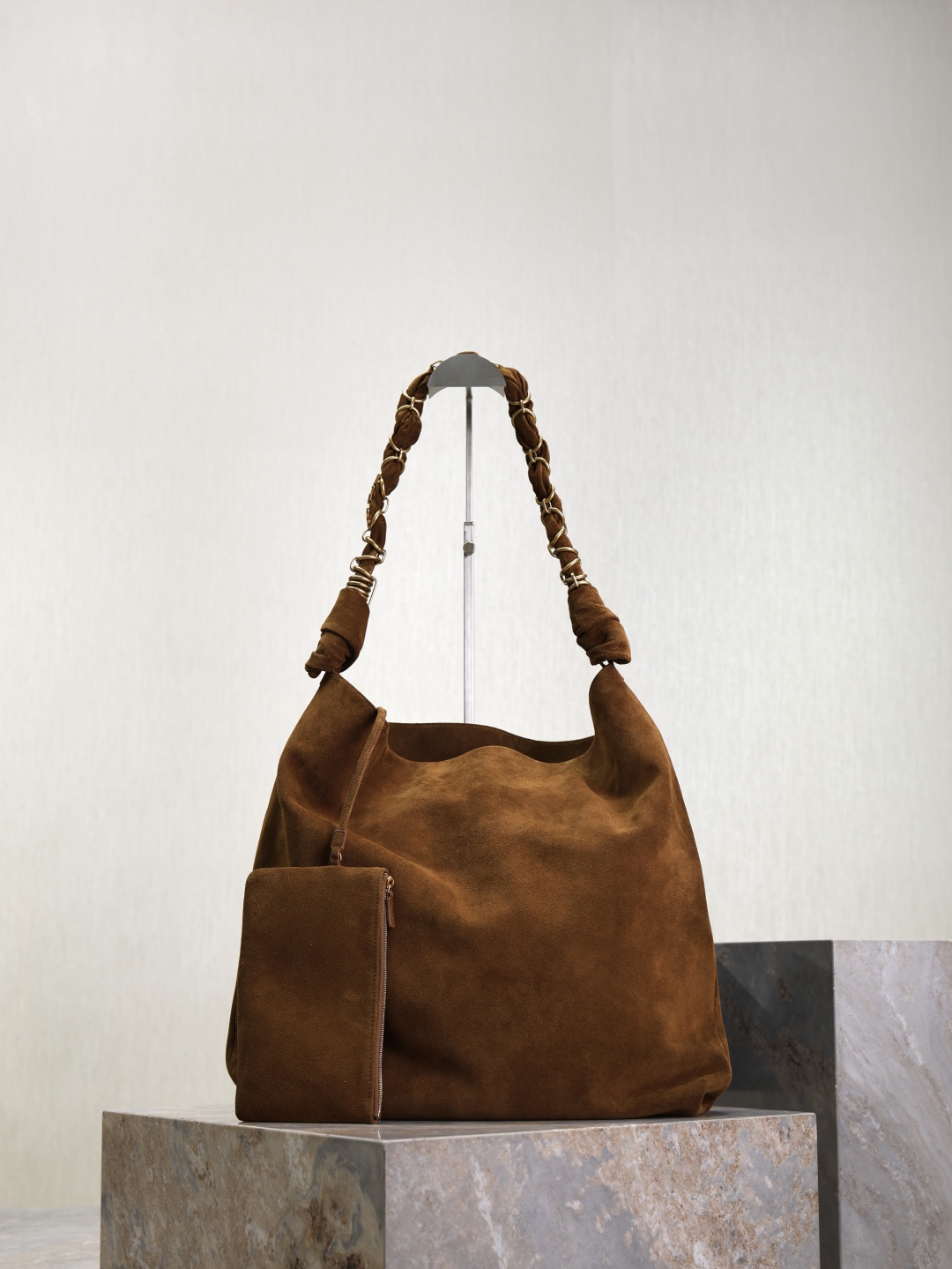 TOP Yves Saint Laurent YSL Suede Clutch 40×50×1cm - Brown