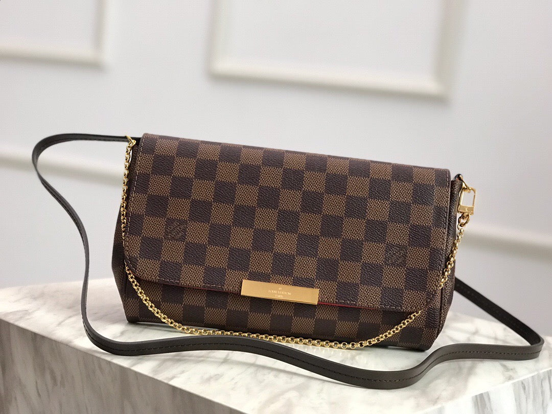 TOP Louis Vuitton LV  Favorite Bag  MM 24x15.5x4.5cm-Damier Ebene