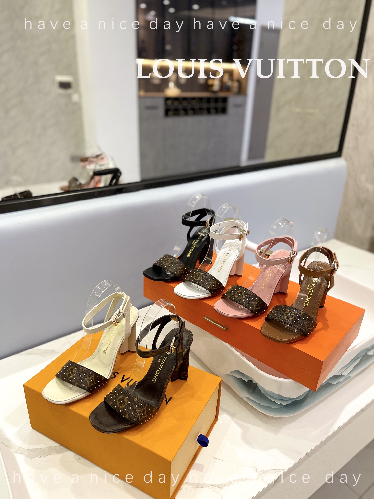 TOP Louis Vuitton LV Monogram Pumps Plum Blossom Heel - 6 Color