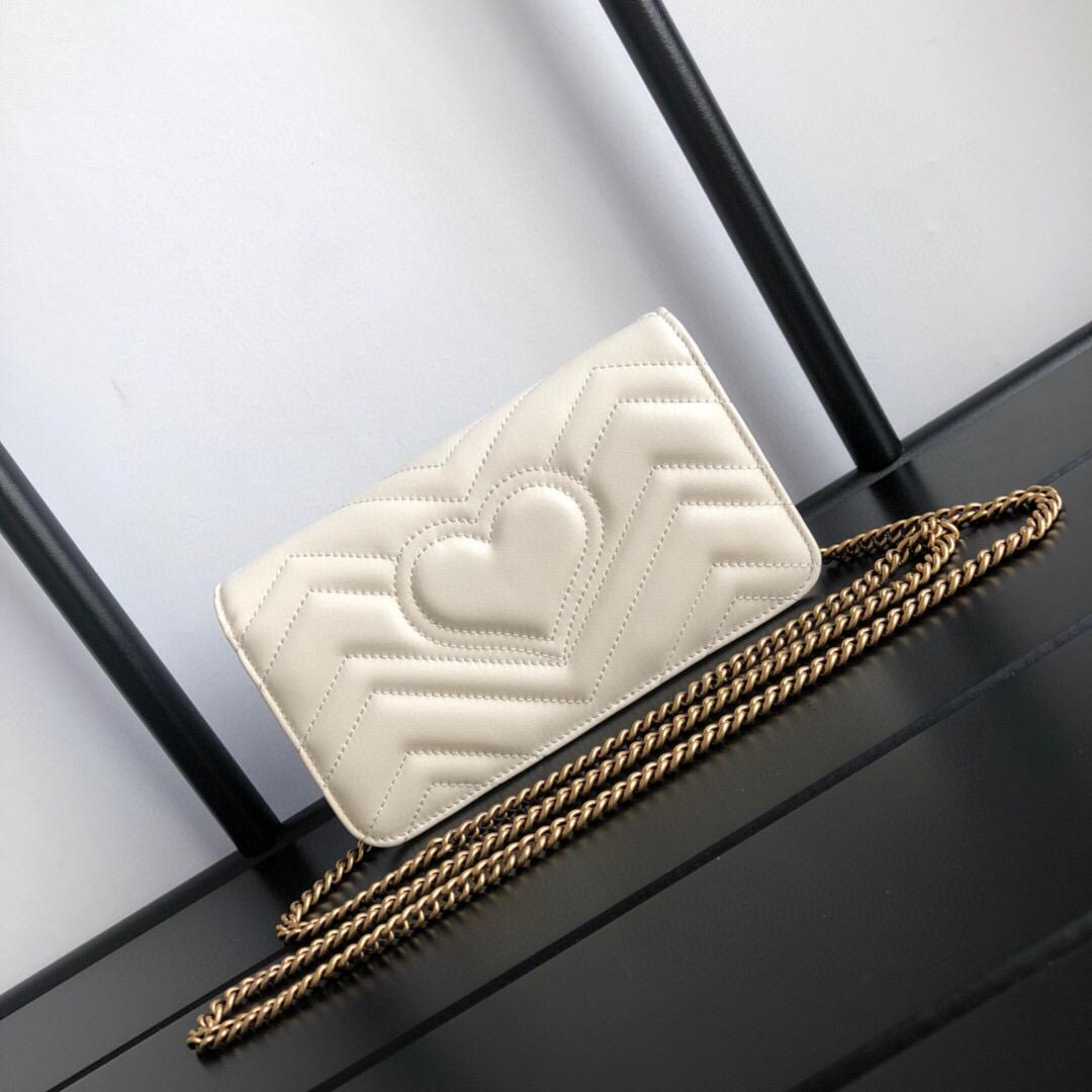 TOP GUCCI GG Marmont Shoulder Clutch - White