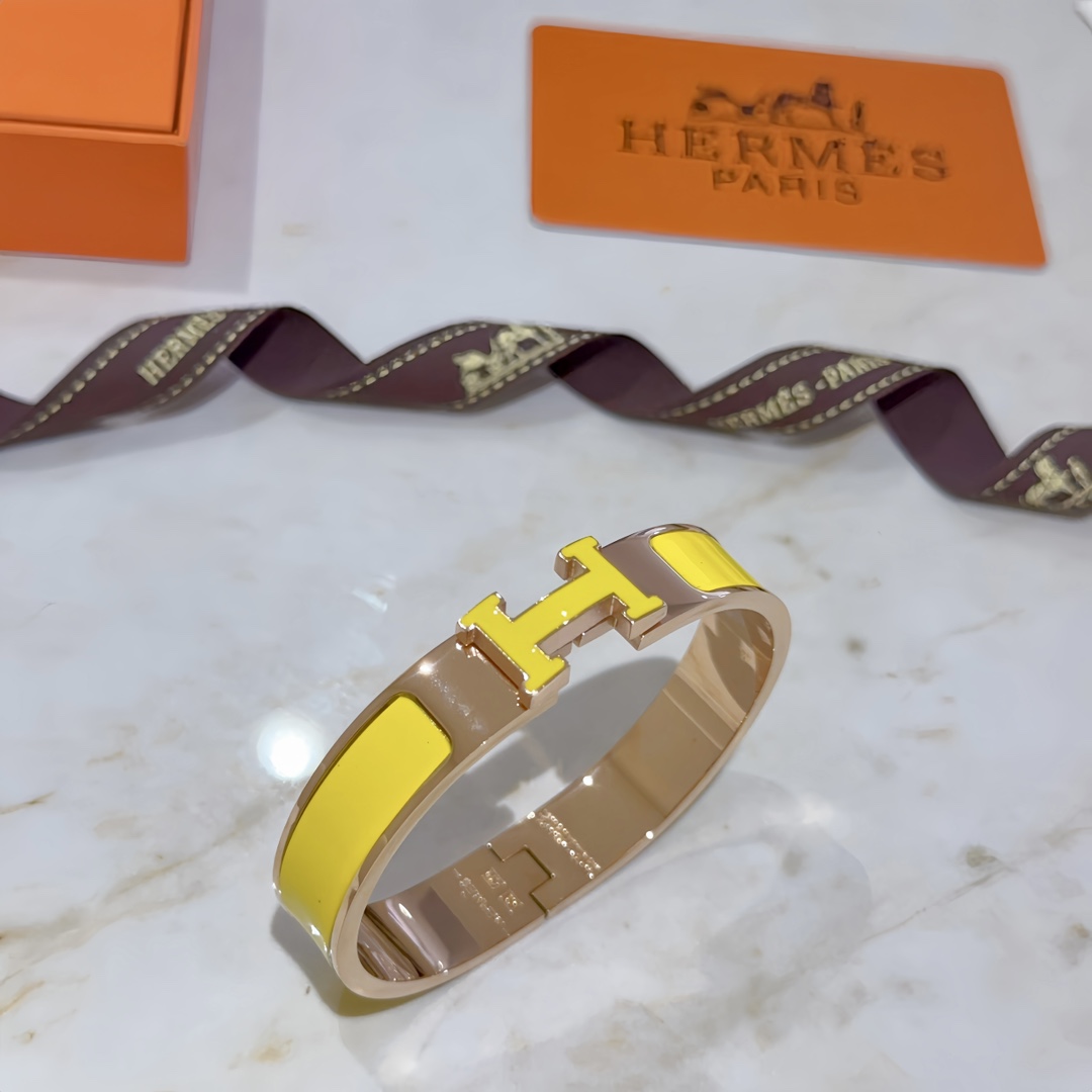 TOP HERMES  Enamel Bracelet -Yellow
