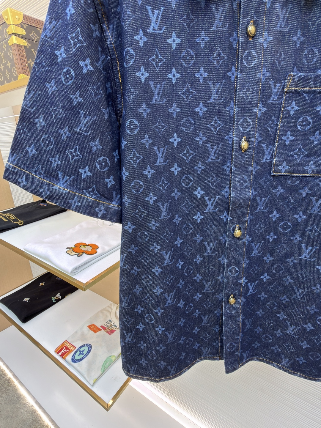 LOUIS VUITTON 字母提花渐变牛仔衬衫
