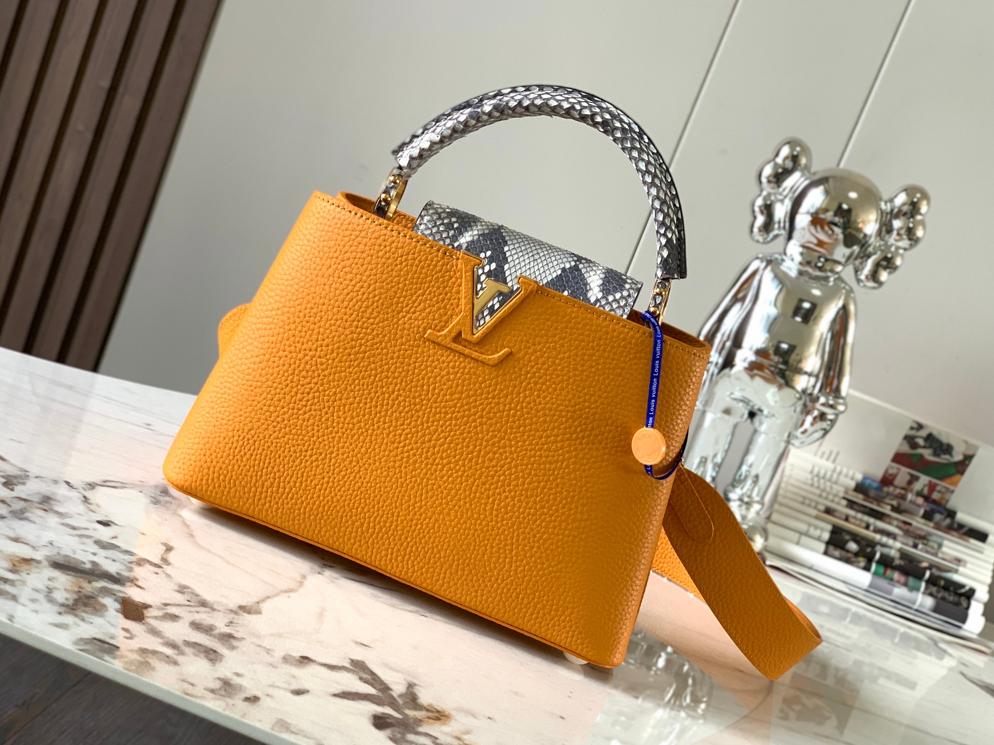 TOP Louis Vuitton LV Capucines Python Gold Buckle Bag - Yellow