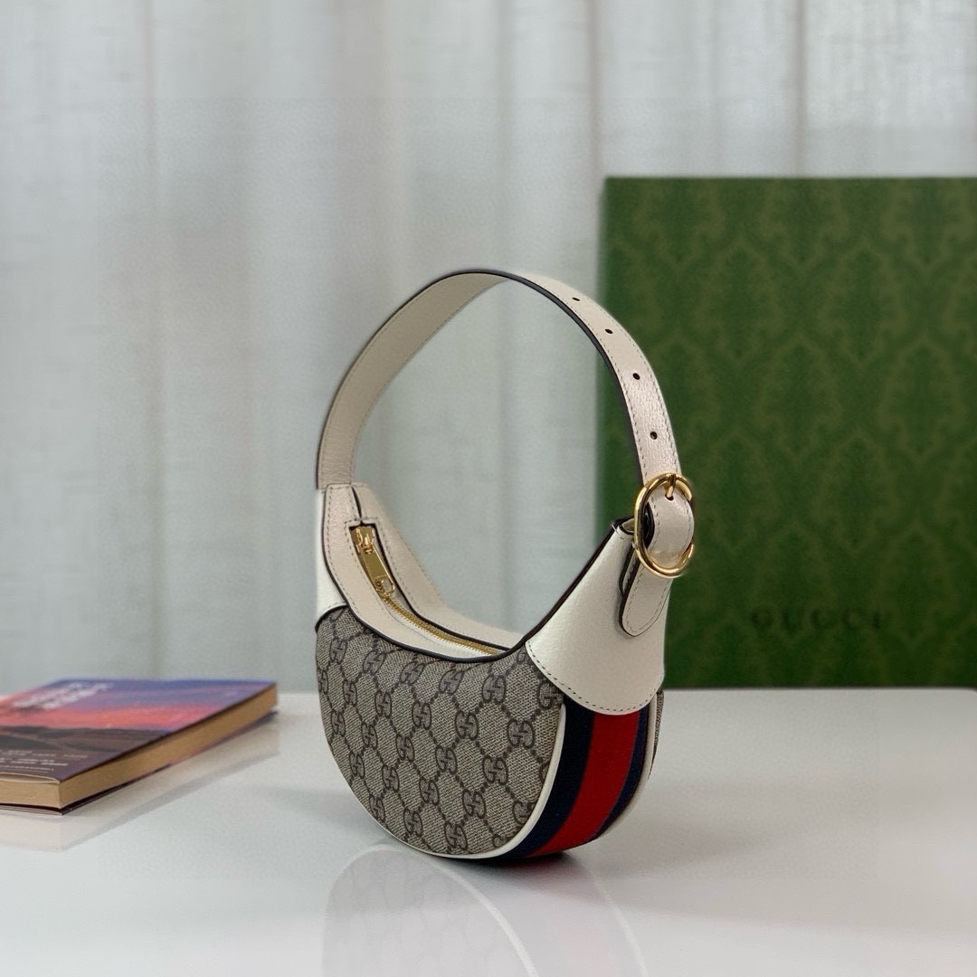 TOP GUCCI Ophidia Series Half Moon Mini Handbag 20X15X5CM - GHW