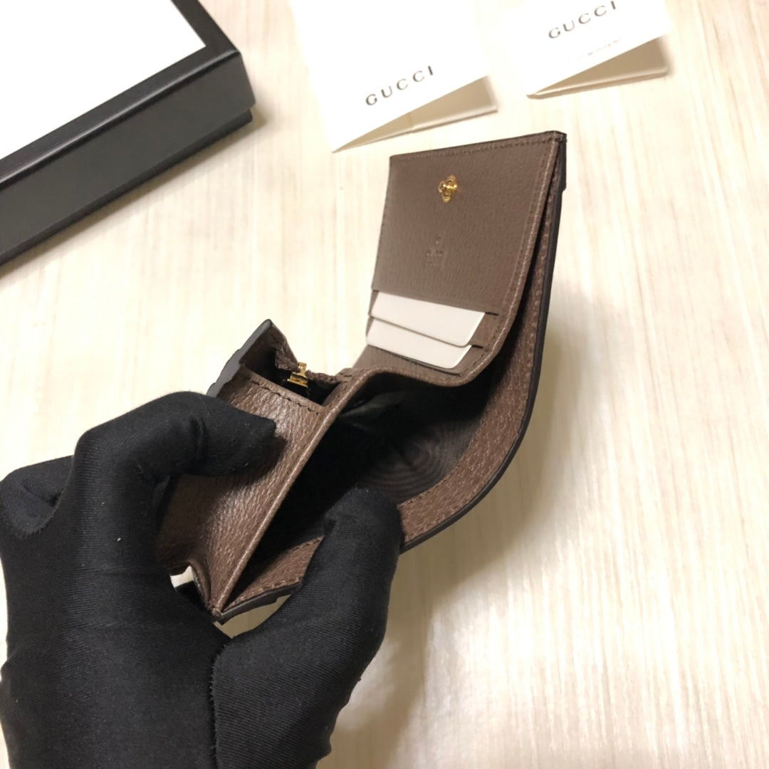 TOP GUCCI Ophidia Card Case Wallet - Brown