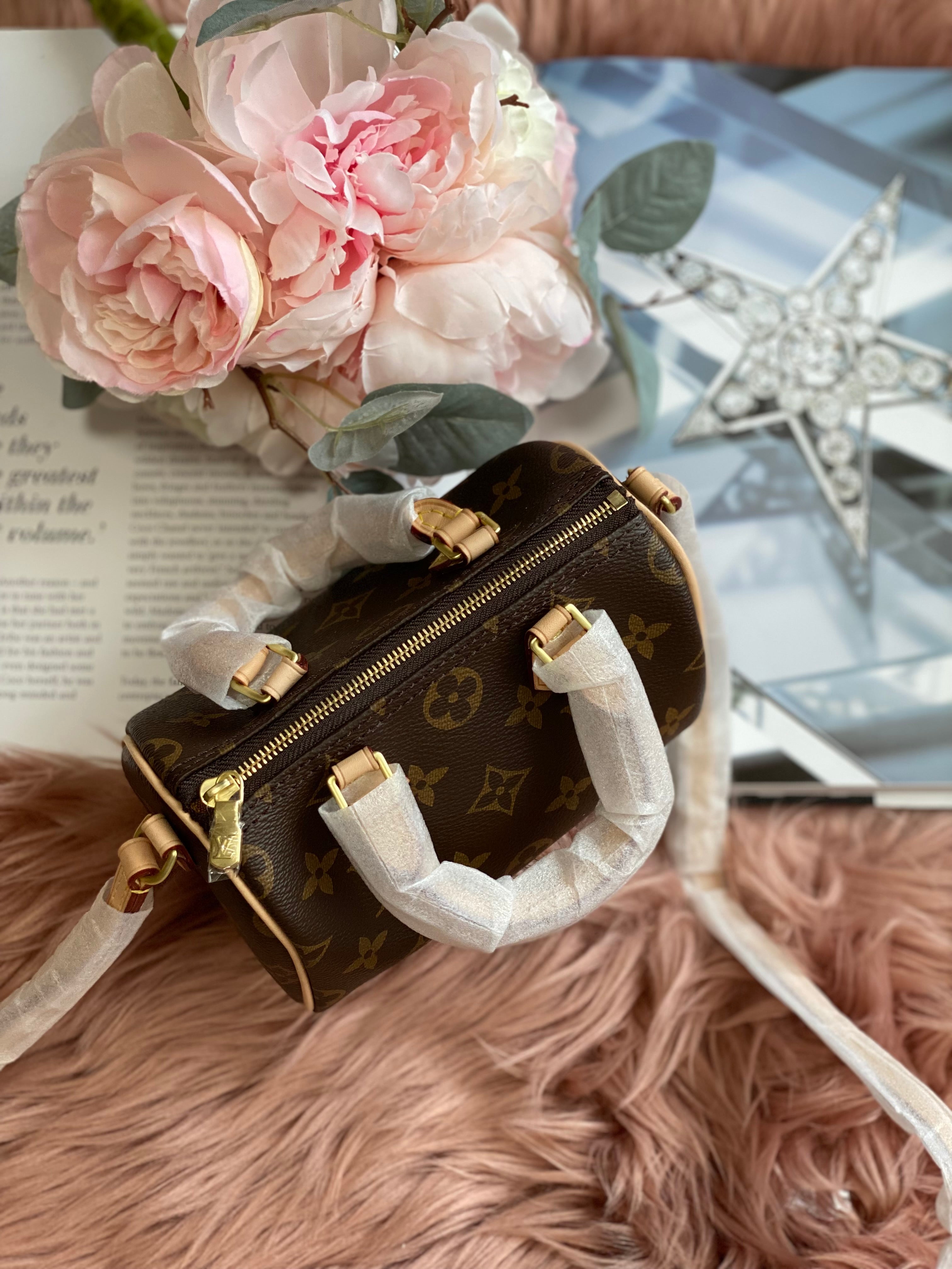 TOP Louis Vuitton LV Monogram Speedy Mini Bag 16x12.5x10cm-Brown