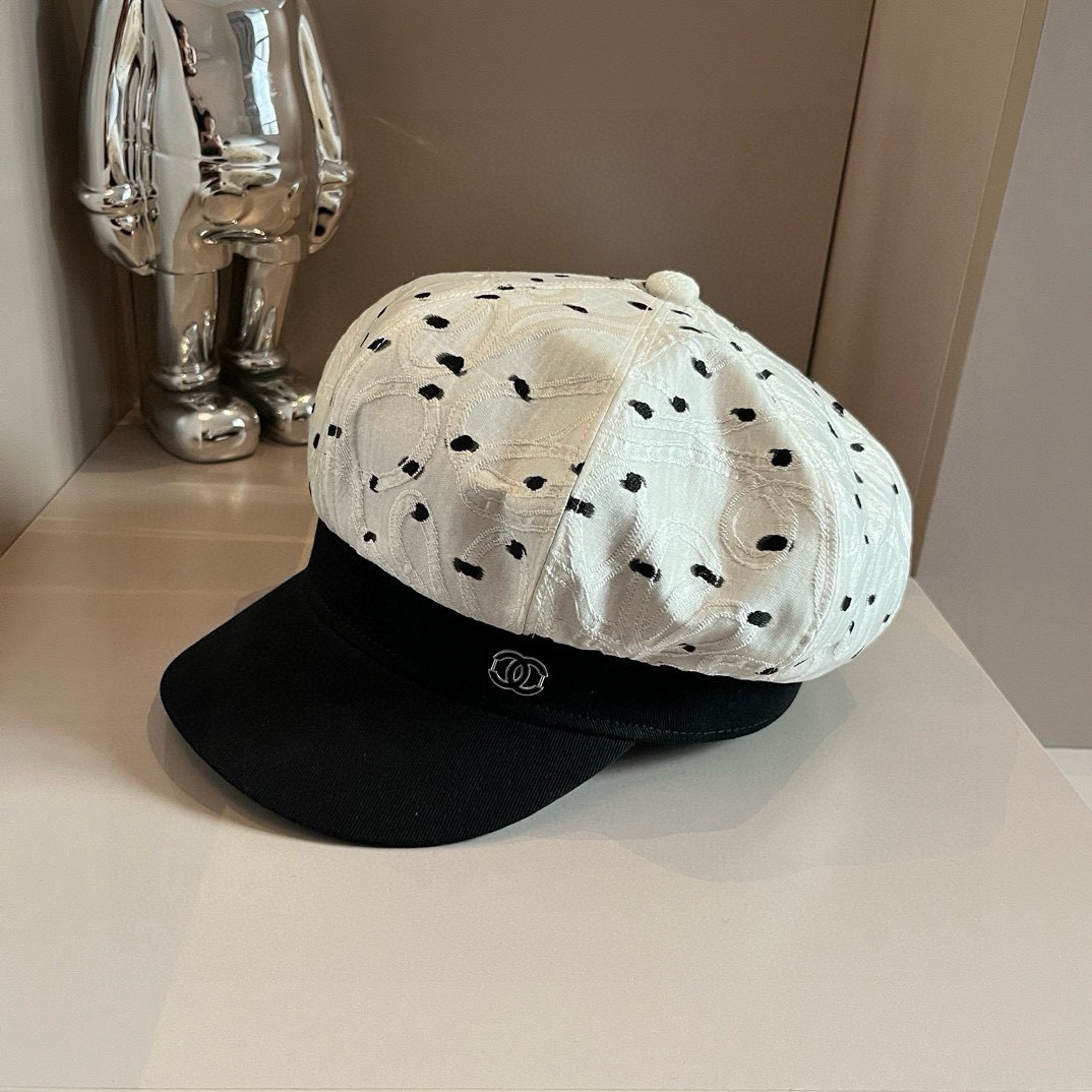 TOP CHANEL Polka Dot Painter Hat 57cm - 2 Colour