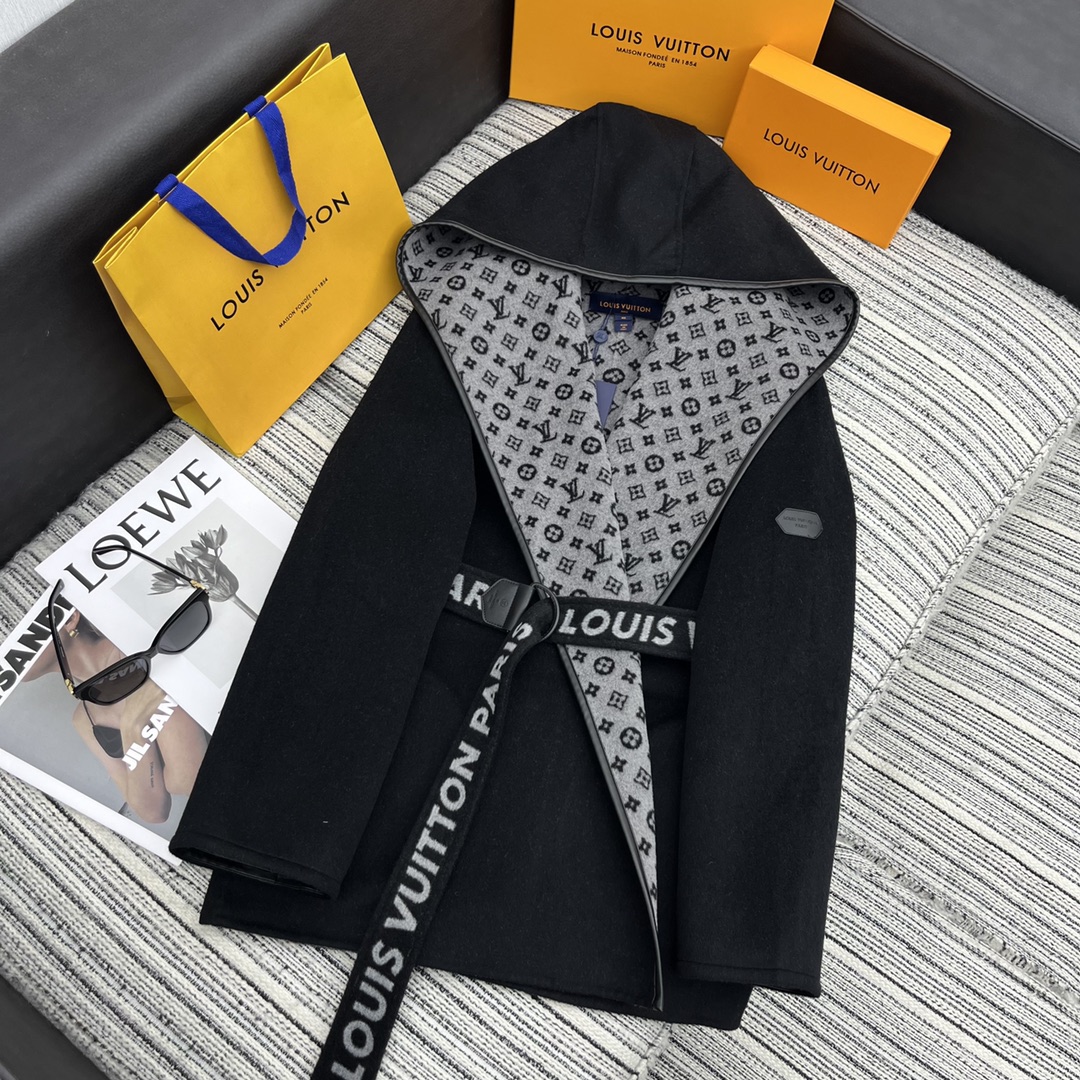 TOP Louis Vuitton LV Signature Double Face Wrap Coat 【99% Wool】 - Collection