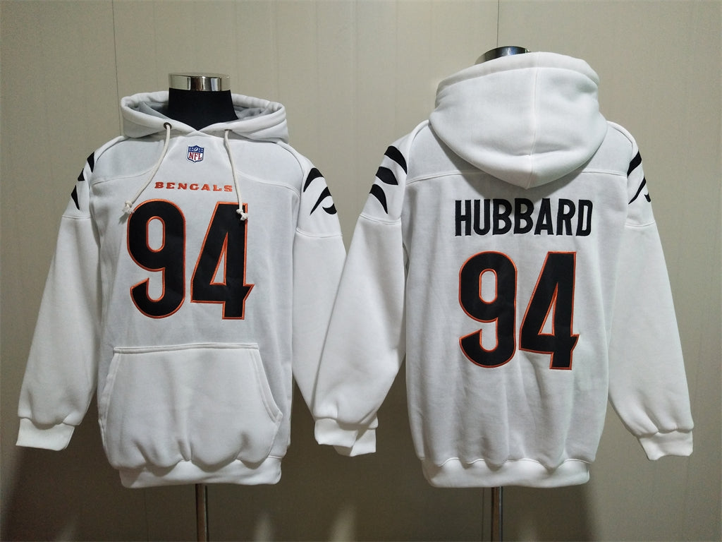 Cincinnati Bengals white Hoodie #94 HUBBARD(with pockets)
