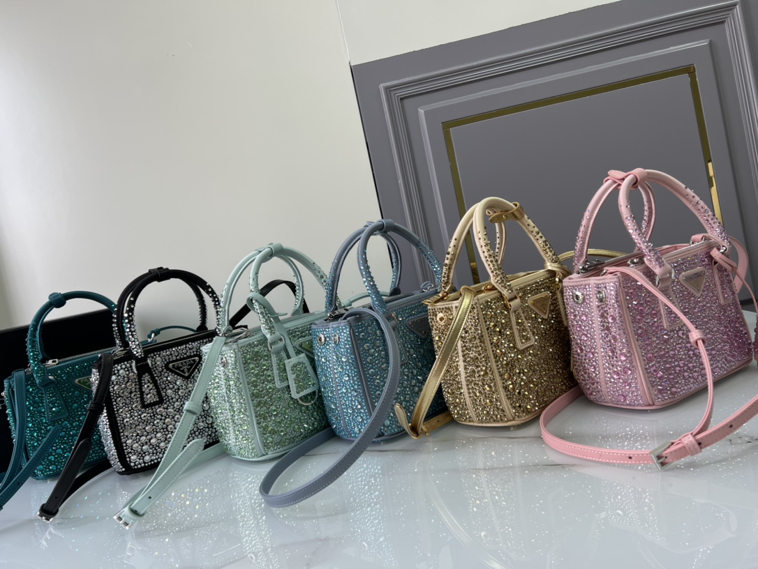 TOP PRADA Galleria Bag Gypsophila Mini 20x14.5x9.5cm/24.5x16.5x11cm - 6 Colour