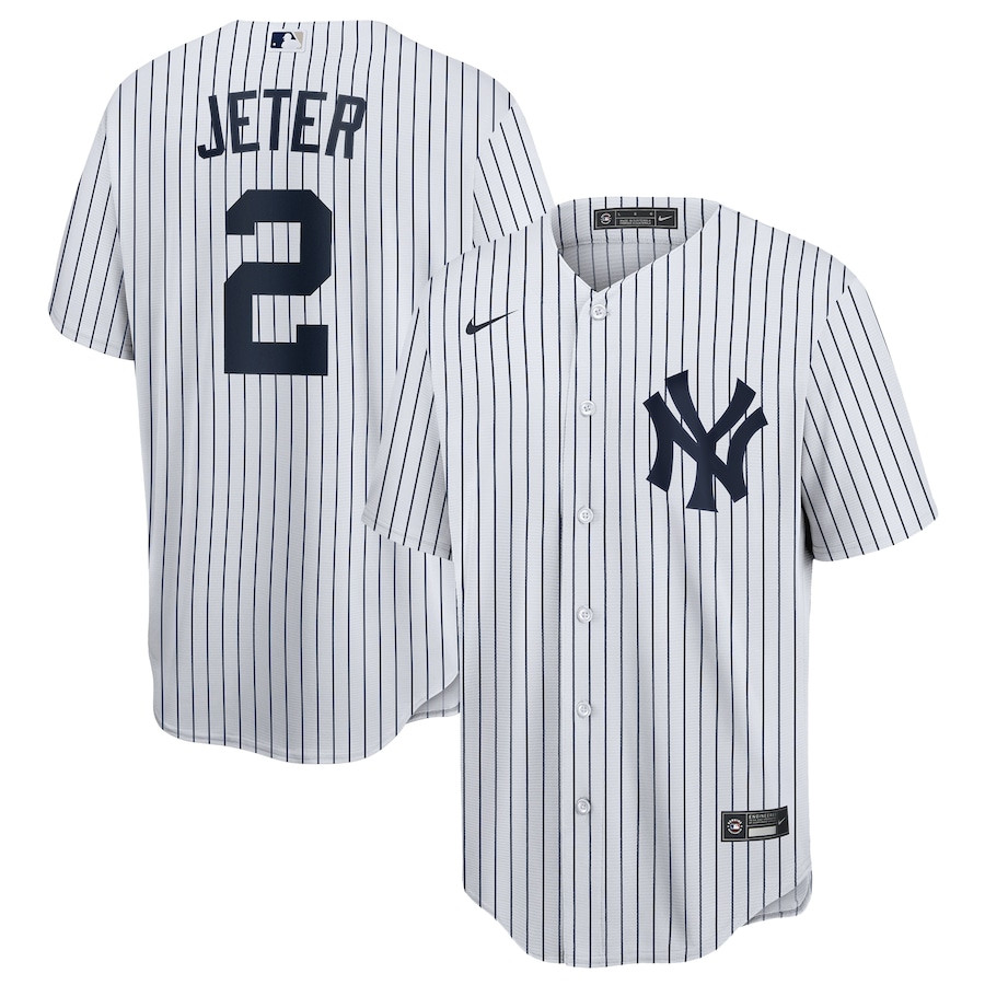Men's New York Yankees 2# Derek Jeter White Jersey