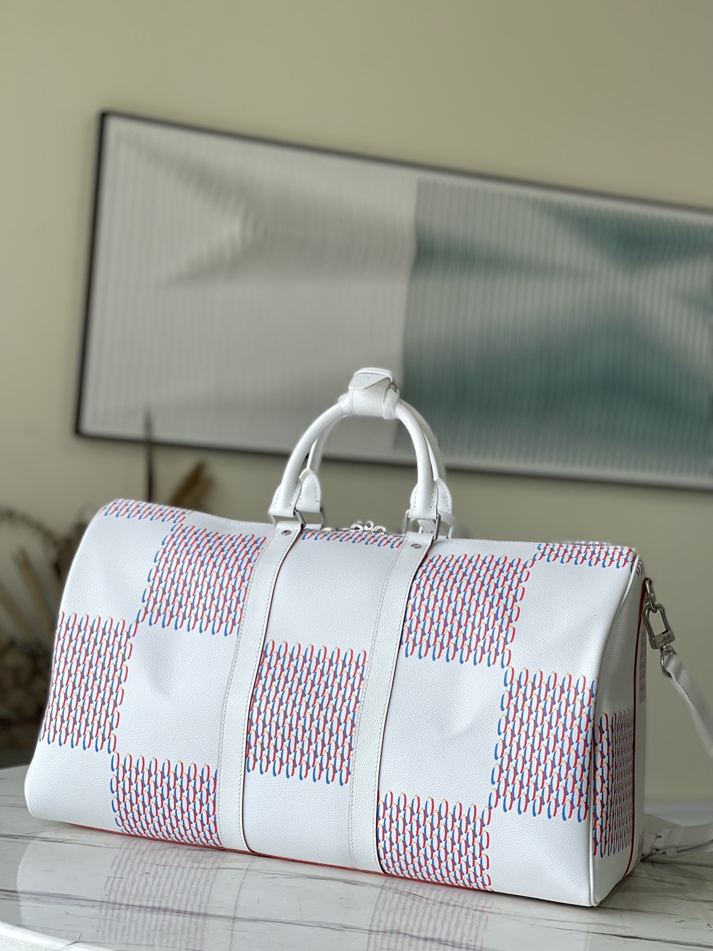 TOP Louis Vuitton LV Keepall 50 Travel Bag 50 x 29 x 23 cm - White
