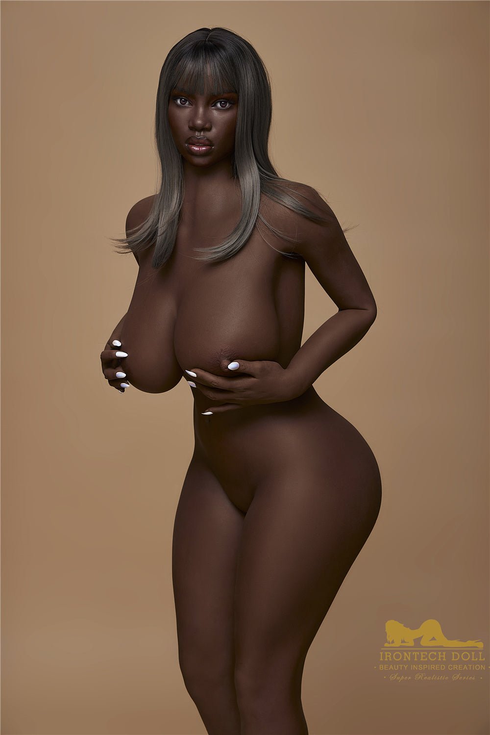 160cm/5ft3 I-Cup BBW Big Boobs Big Booty Ebony Silicone Sex Doll - S33 Penny Black