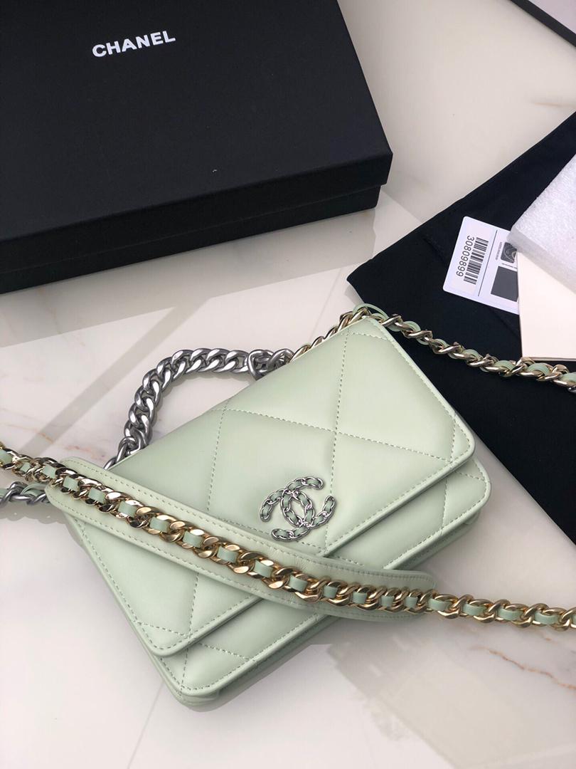 TOP CHANEL 19 WOC Bag - Light Mint Silver Buckle