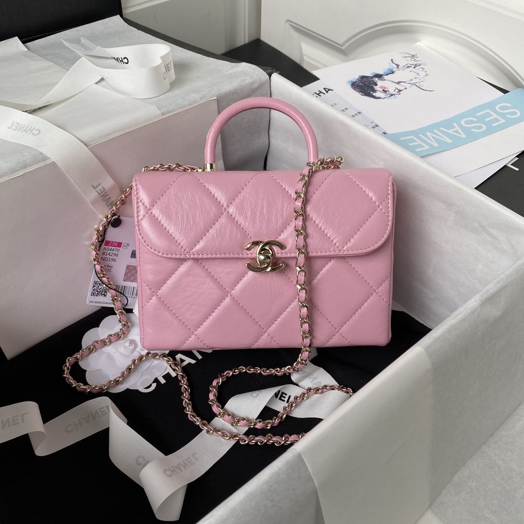 TOP CHANEL 23k Autumn And Winter CoCo Handle Bag Trendy Quilted 13.5×19×8 cm - GHW