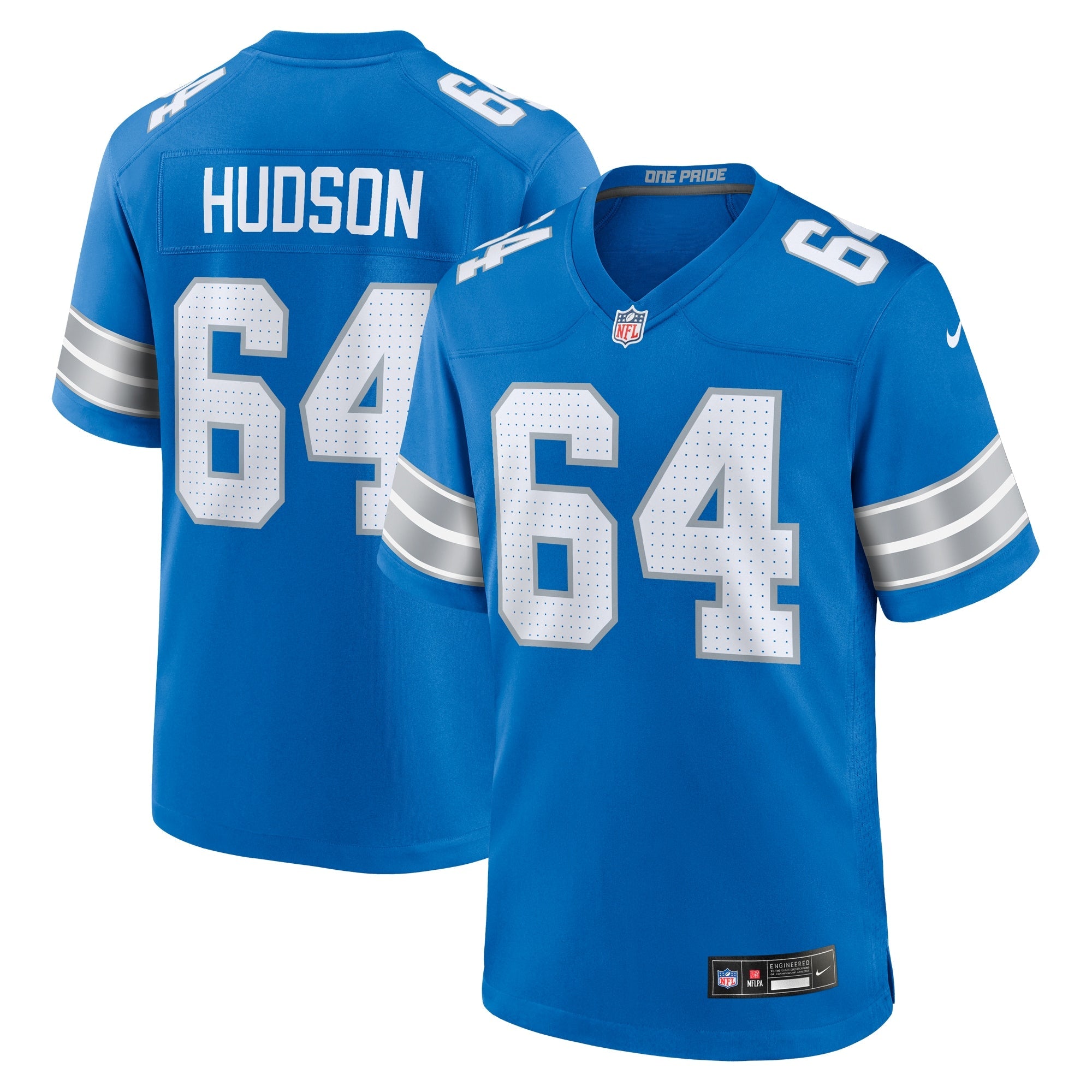 Bryan Hudson Detroit Lions  Game Jersey -  Blue