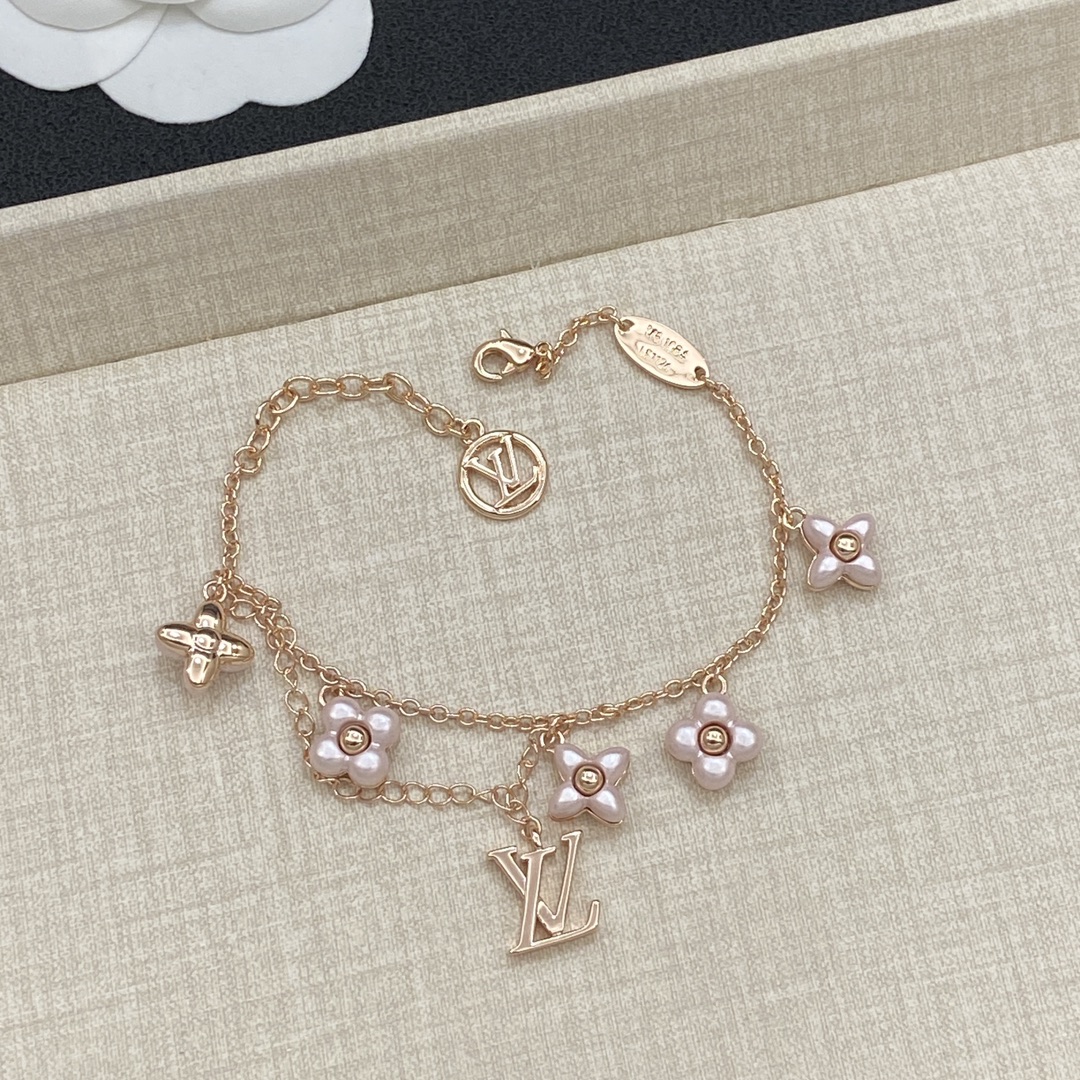 TOP Louis Vuitton LV Bracelet with Pink Flowers - 3 Colour