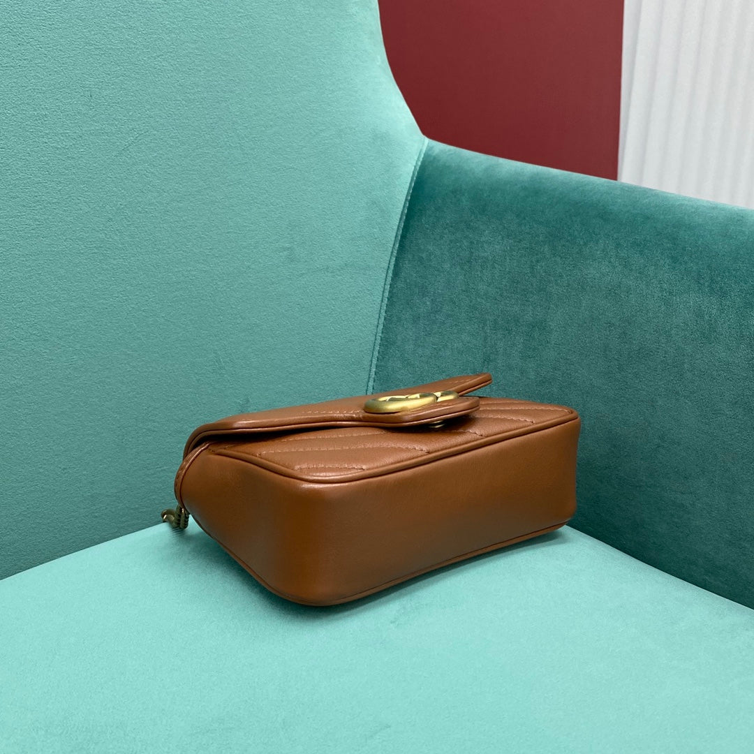 TOP GUCCI Marmont Bag Super Mini 16.5cm - Brown