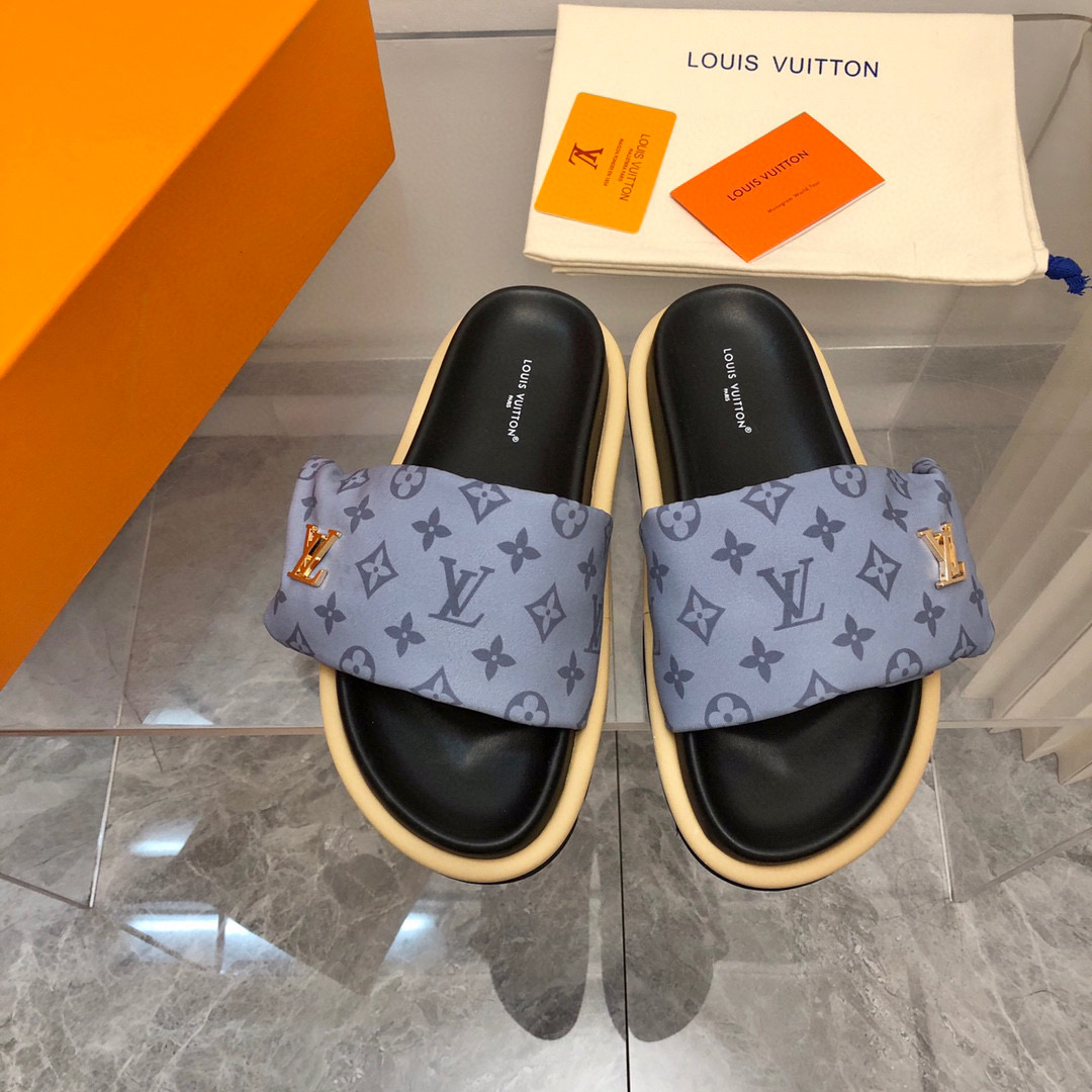 Louis Vuitton LV Pollow Nylon Velcro Slide Sandal(Replica)