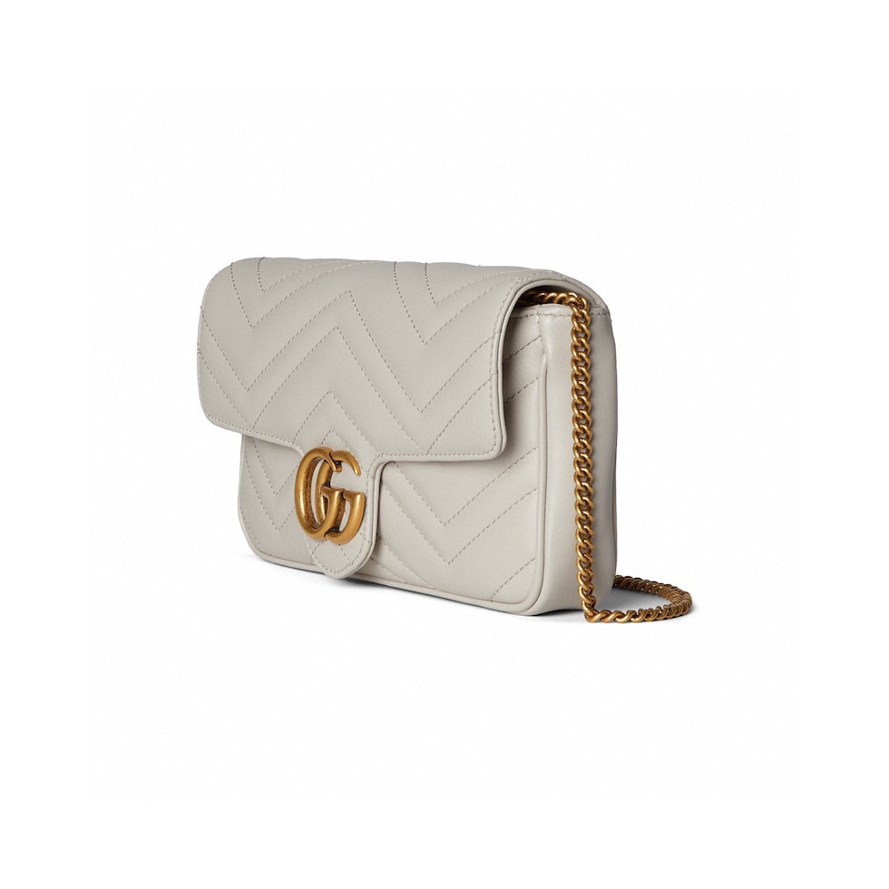 TOP GUCCI GG Marmont Series Chain Bag 21x12x5cm - Light Gray & GHW