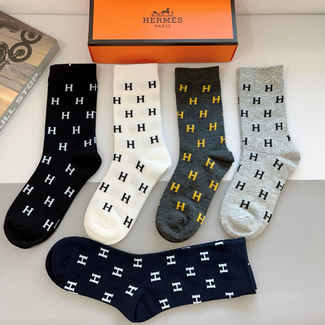 TOP HERMES Socks - 5 Pieces as a Set