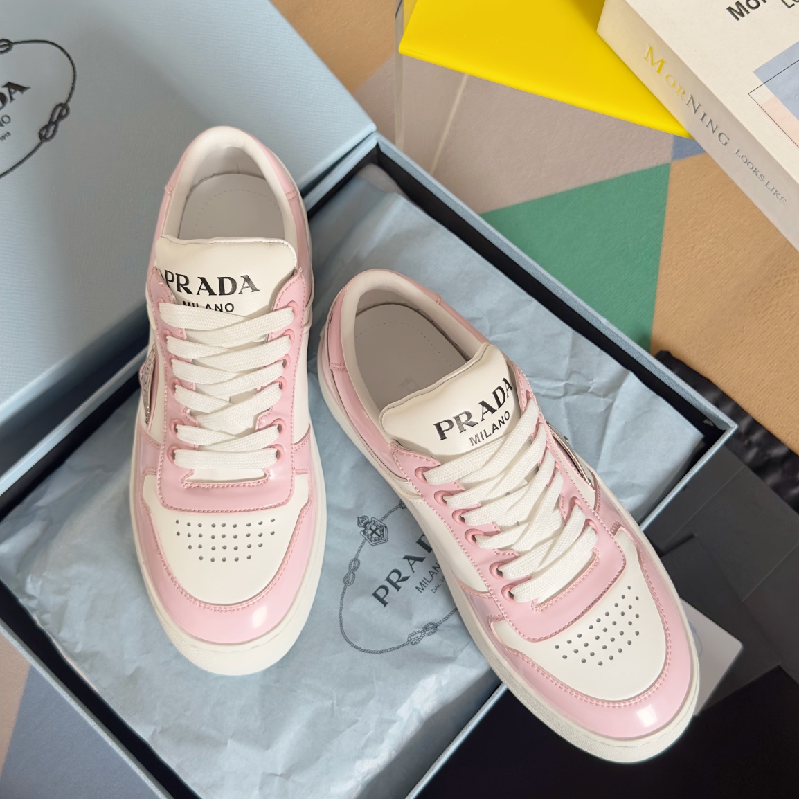 TOP PRADA Downtown Bold Thick Sole Sneakers - 6 Colors