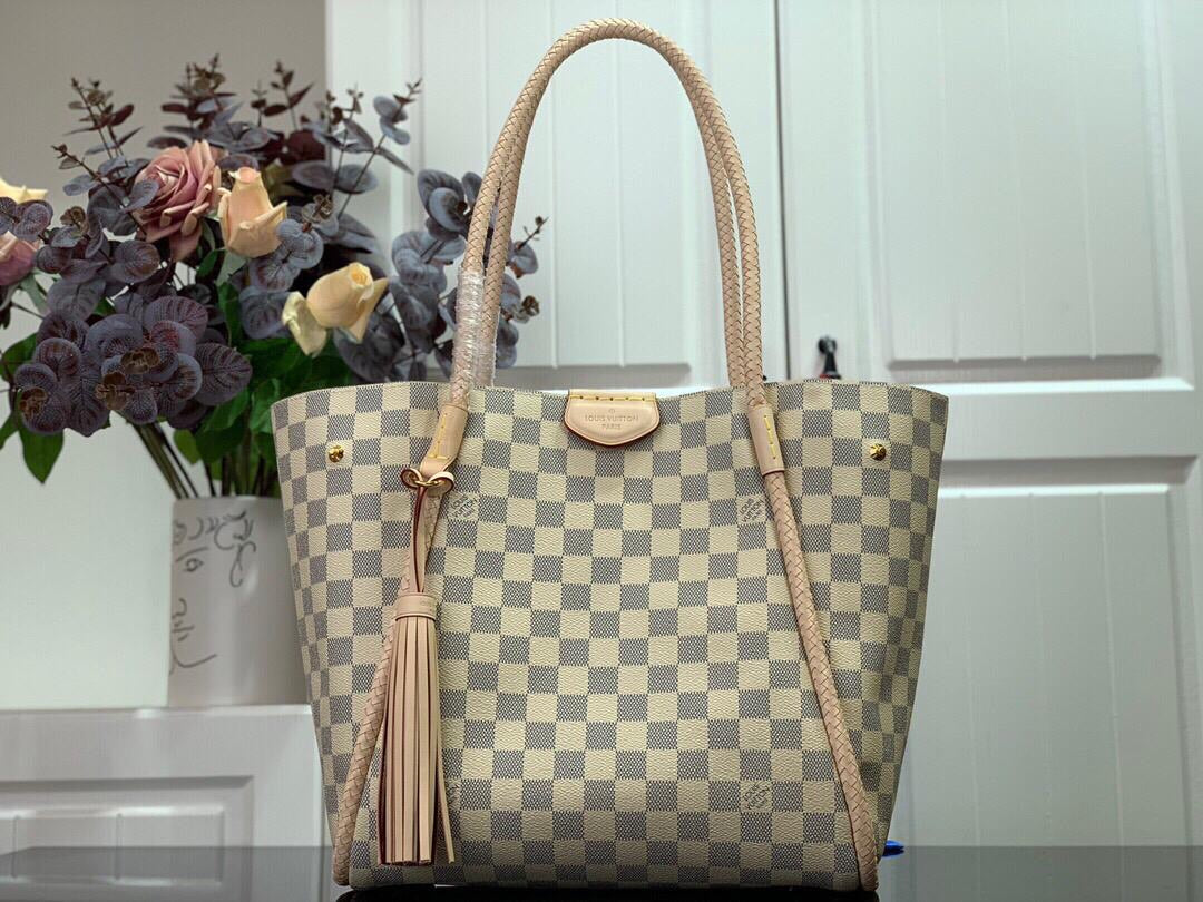 TOP Louis Vuitton LV Propriano Damier Azur Shoulder Bag 31cm-Beige