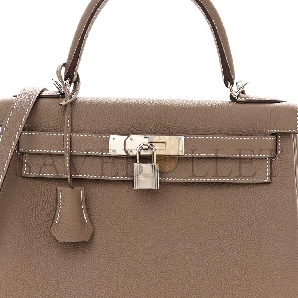 HERMÈS TOGO KELLY RETOURNE 28 ETOUPE (25*17*7cm)
