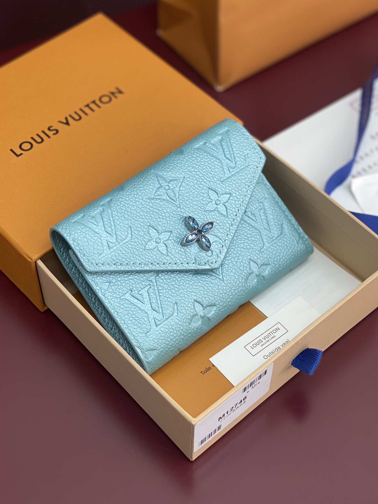 TOP Louis Vuitton LV Ski Victorine Wallet 12x9.5x2.5cm - Pearlescent Blue