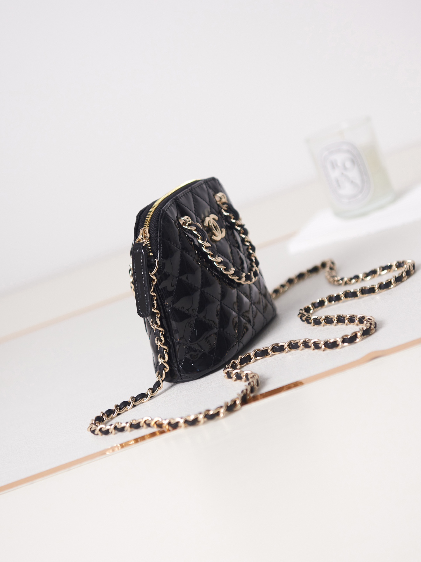 TOP CHANEL Patent Leather Bag 16x11x5.5cm/20.5x28.5x7cm - Black