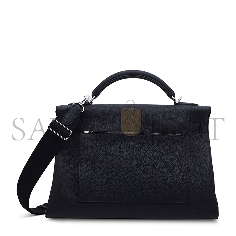 HERMES BLACK TOGO LEATHER MAXI KELLY 42 WITH PALLADIUM HARDWARE 19271 (42*27*17cm)