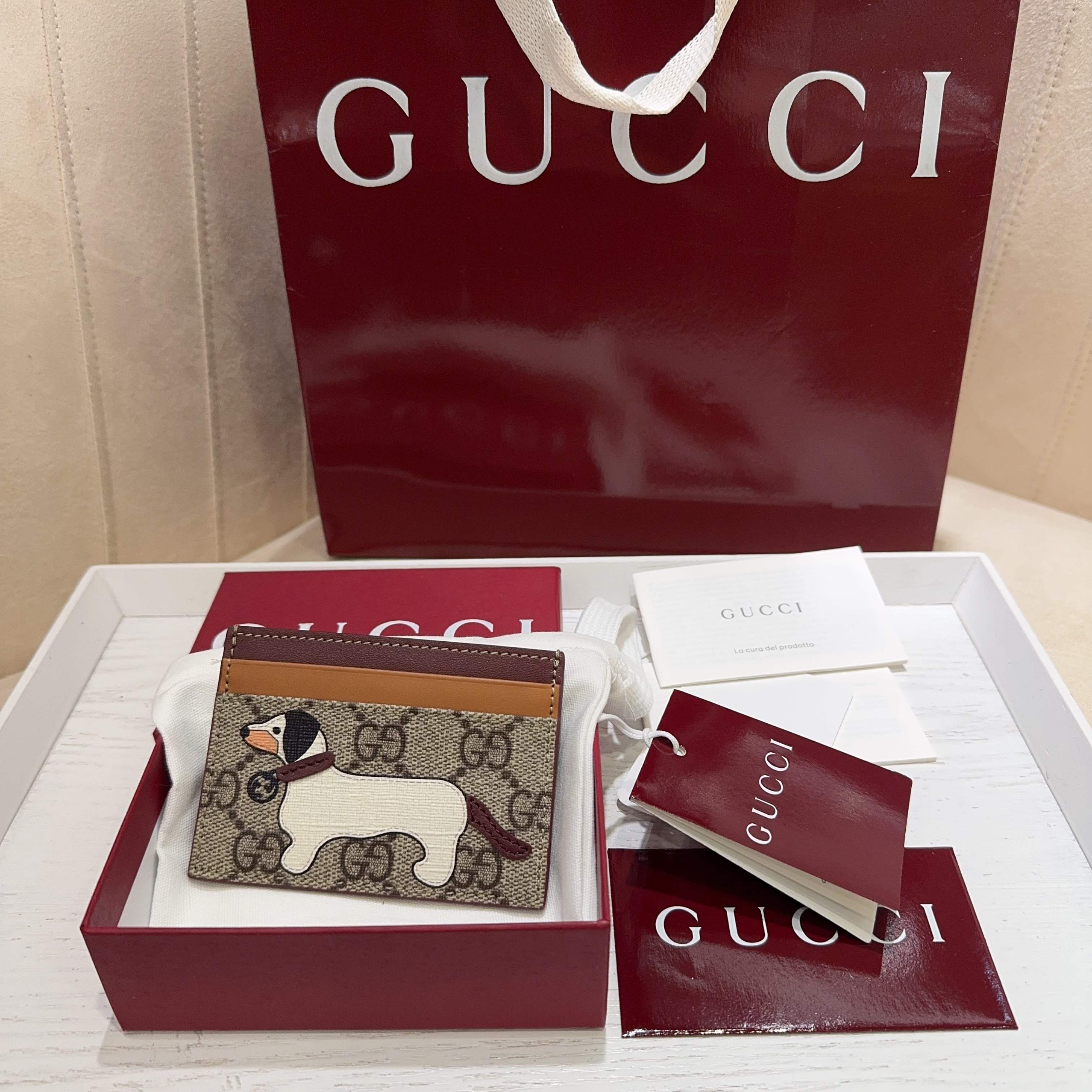 TOP GUCCI Card Bag10 x 7cm - GHW