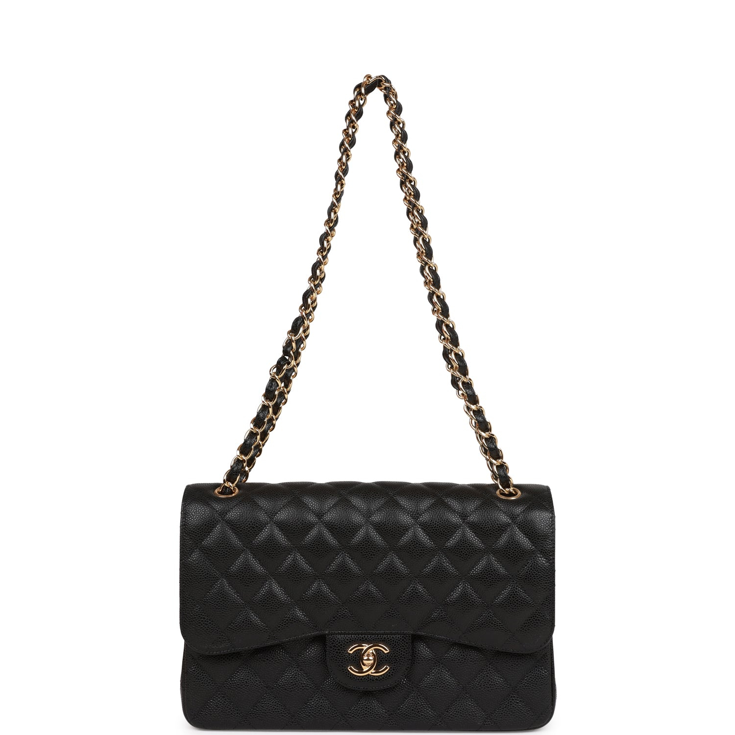 CHANEL Caviar Quilted Jumbo Double Flap Black 30CM(Replica)