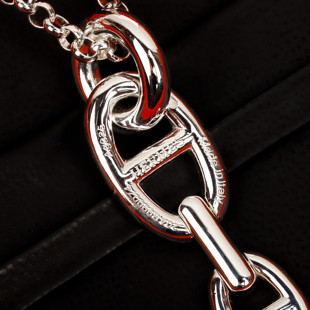 TOP HERMES Pig Nose Necklace-Sliver